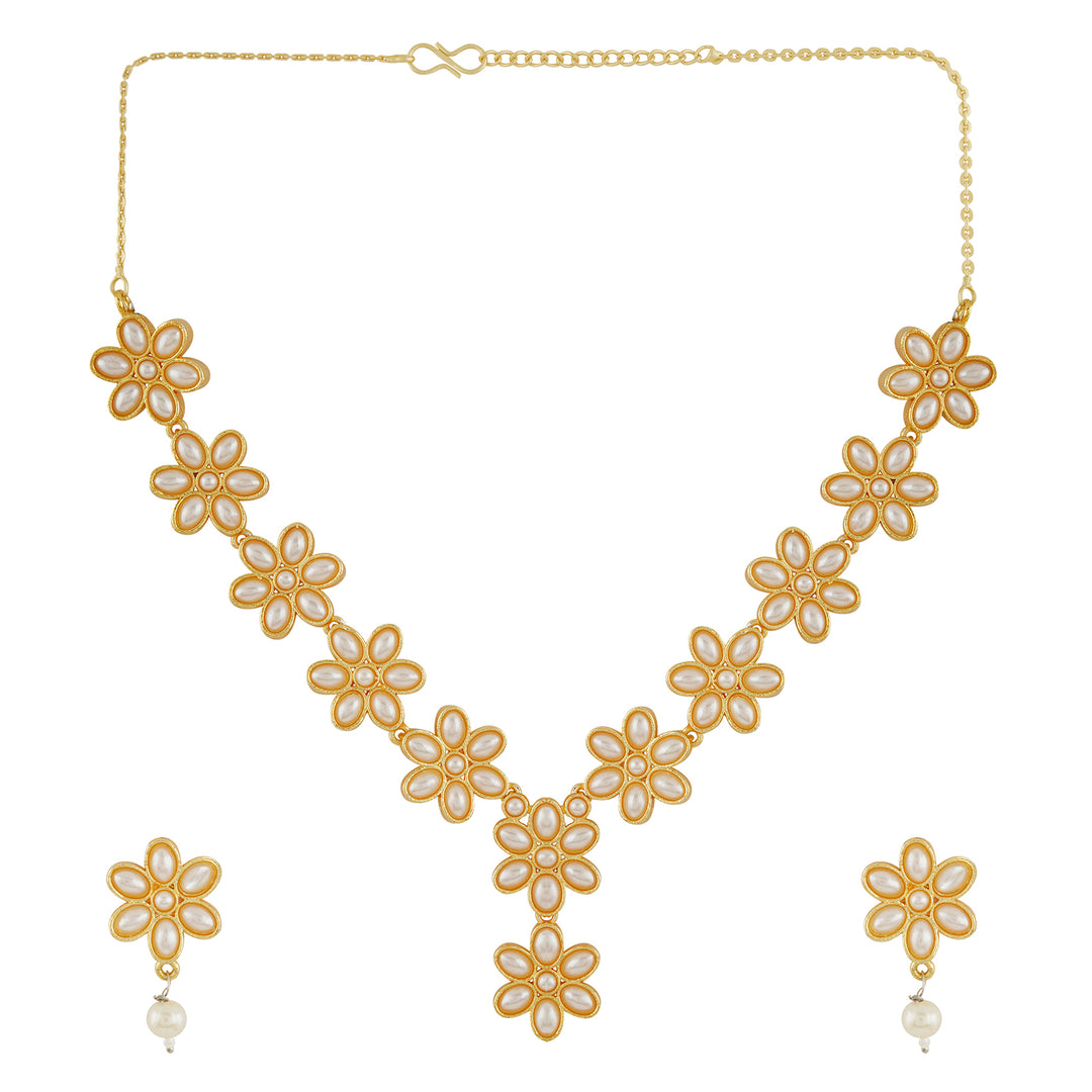 Kriya Gold  Oxidised Pearl Necklace Set