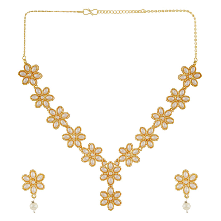 Kriya Gold  Oxidised Pearl Necklace Set