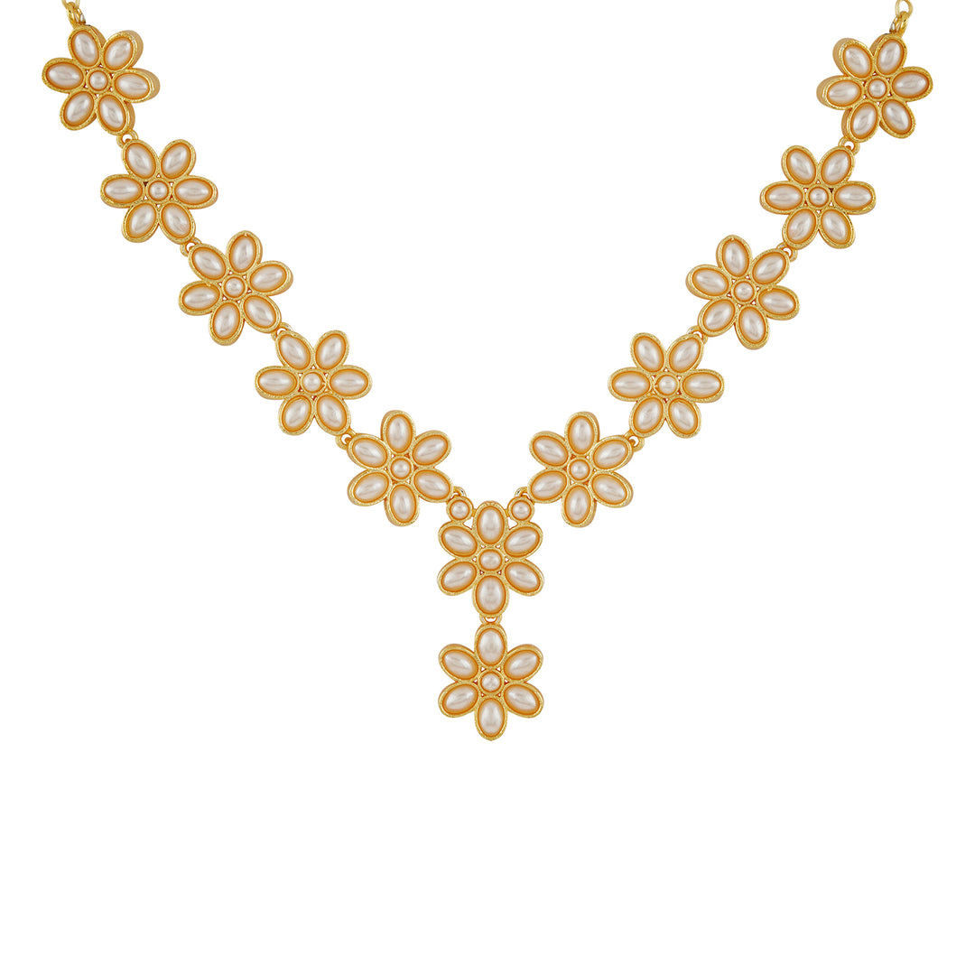 Kriya Gold  Oxidised Pearl Necklace Set