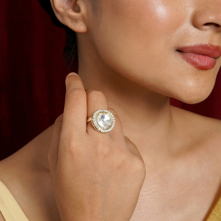 Teejh Light Gold Polki Ring