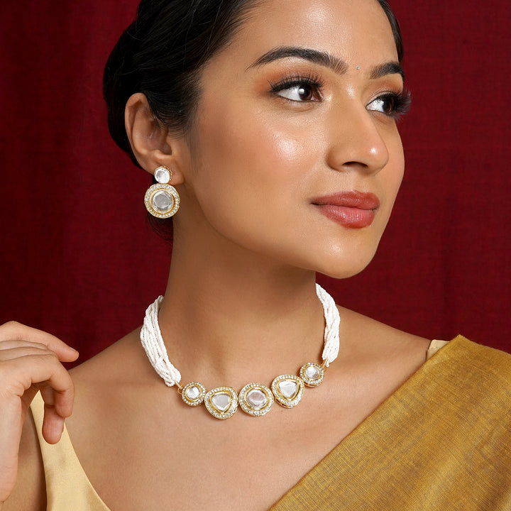 Teejh Bandhan Light Gold Necklace Set