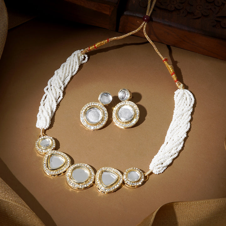 Teejh Bandhan Light Gold Necklace Set