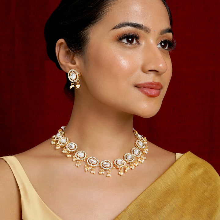Teejh Jhilmil Light Gold Necklace Set