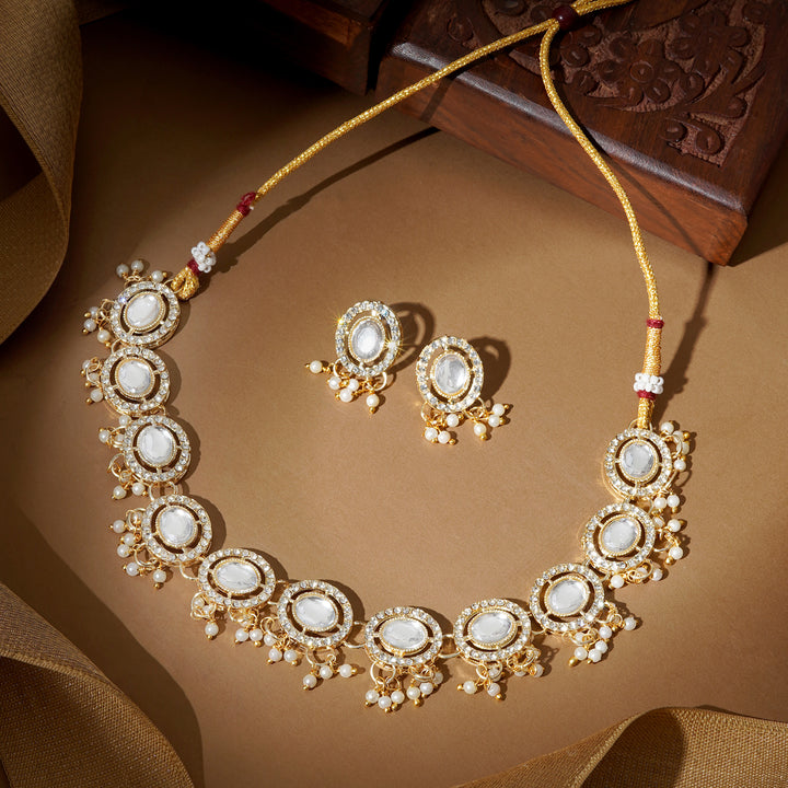 Teejh Jhilmil Light Gold Necklace Set
