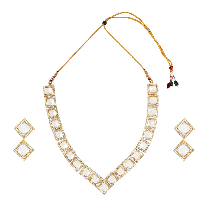 Teejh Moksha Light Gold Uncut Stone Necklace Set