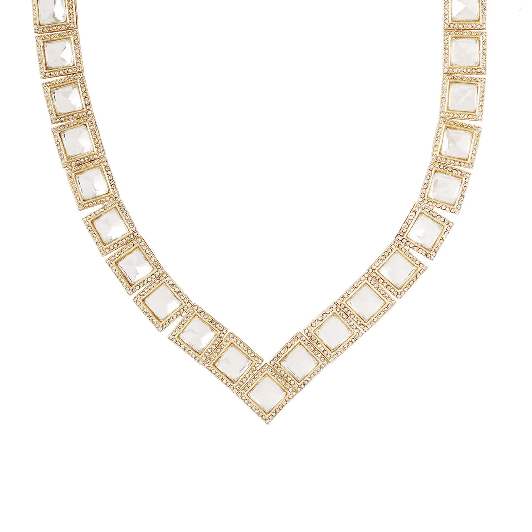 Teejh Moksha Light Gold Uncut Stone Necklace Set