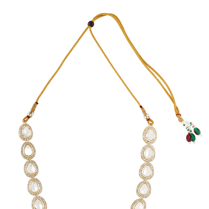 Teejh Heer Light Gold Uncut Stone Necklace Set