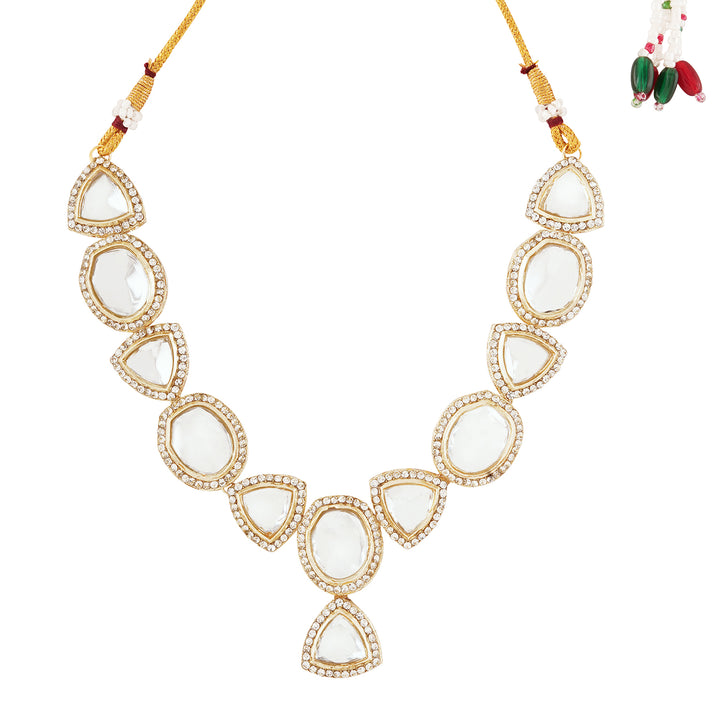 Teejh Noor Light Gold Uncut Stone Necklace Set