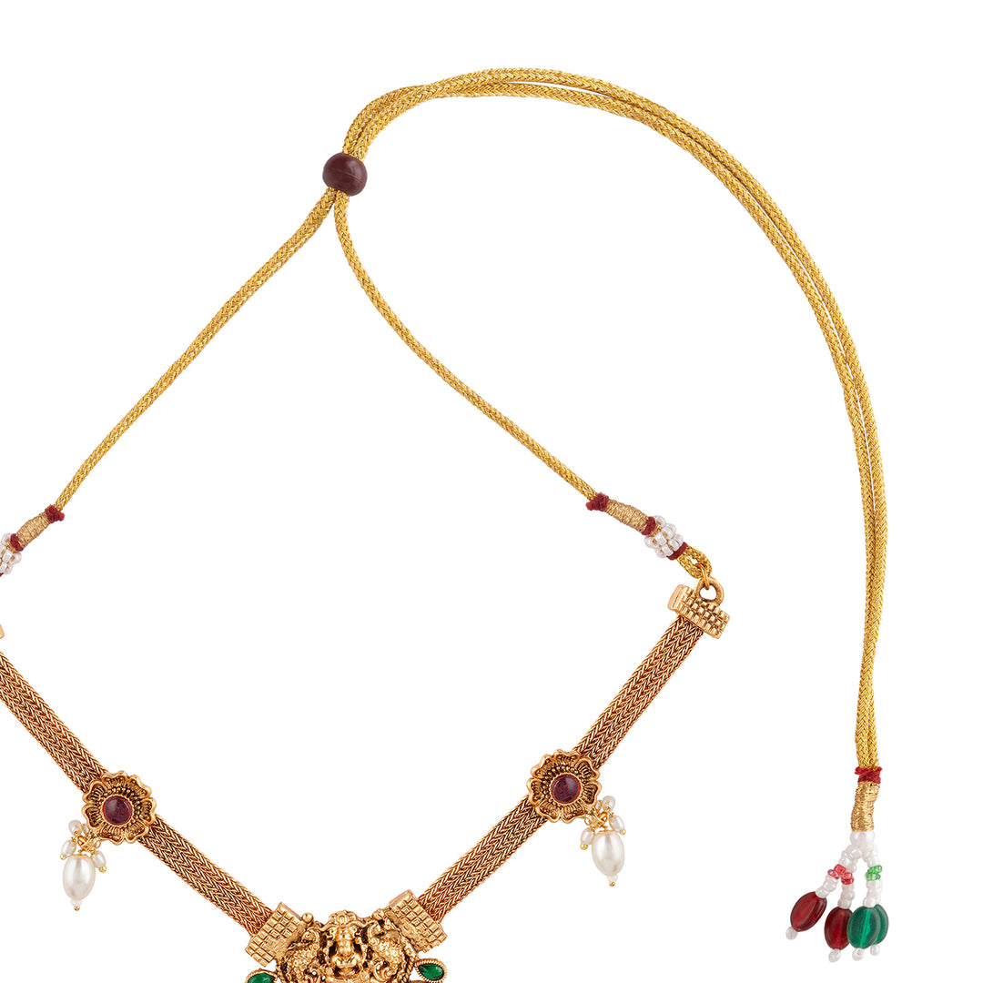 Teejh Dharma Gold Red And Green Necklace Set