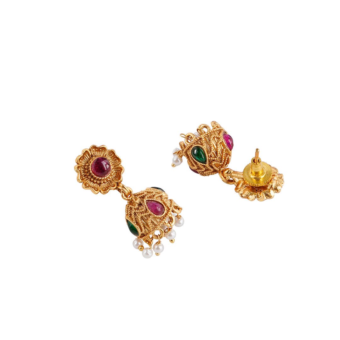 Teejh Dharma Gold Red And Green Necklace Set