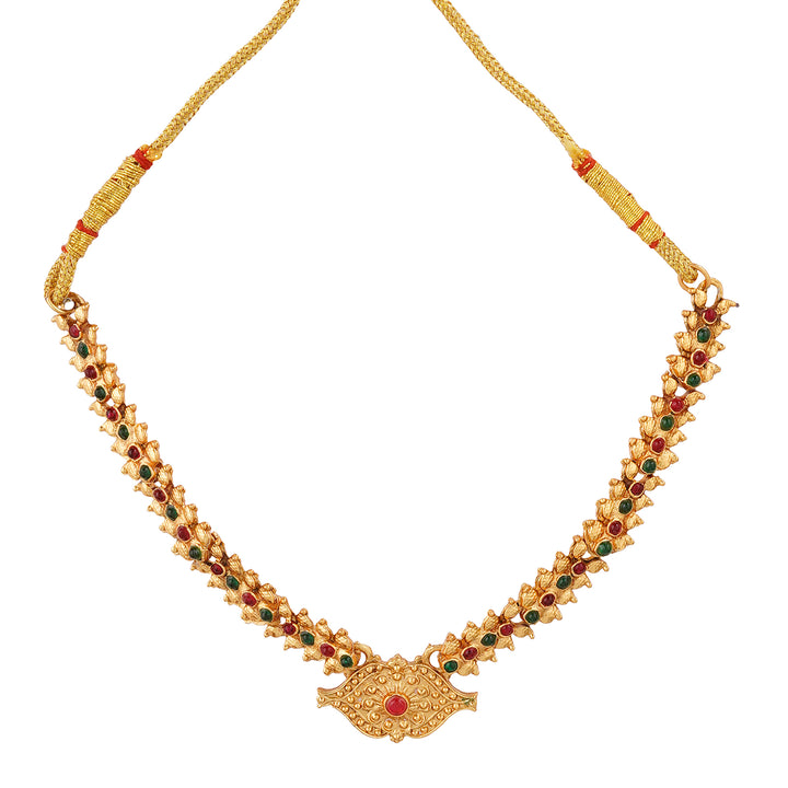 Teejh Dharmika Gold Red And Green Necklace Set