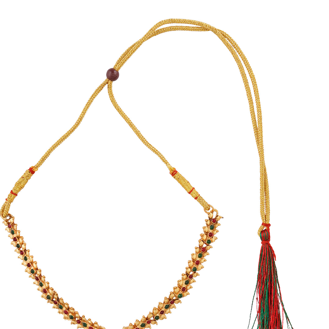 Teejh Dharmika Gold Red And Green Necklace Set