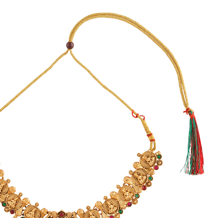 Teejh Ganesa Gold Red And Green Necklace Set