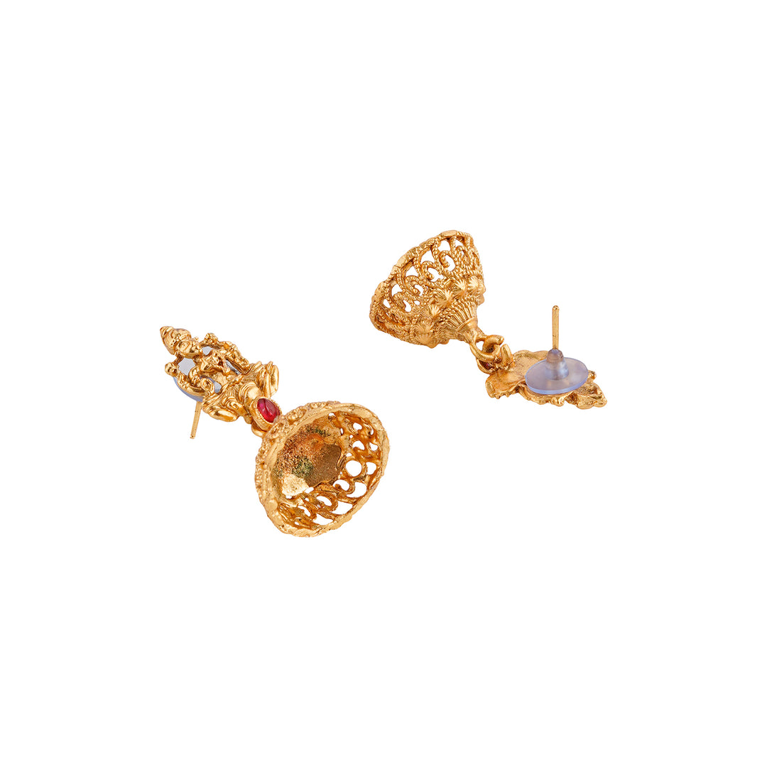 Teejh Ganesa Gold Red And Green Necklace Set