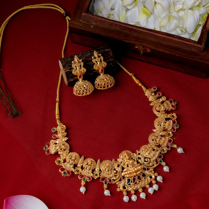 Teejh Gita Gold Red And Green Necklace Set