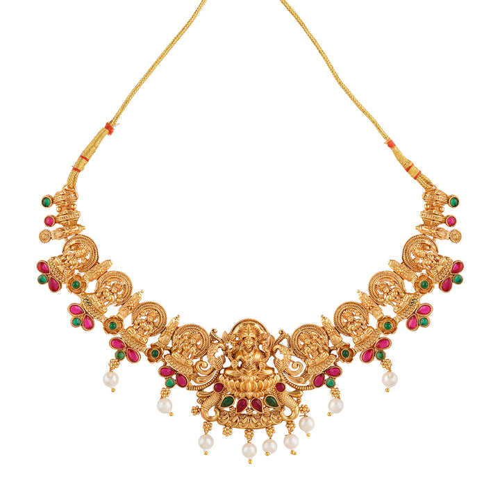 Teejh Gita Gold Red And Green Necklace Set