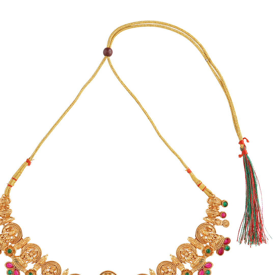 Teejh Gita Gold Red And Green Necklace Set
