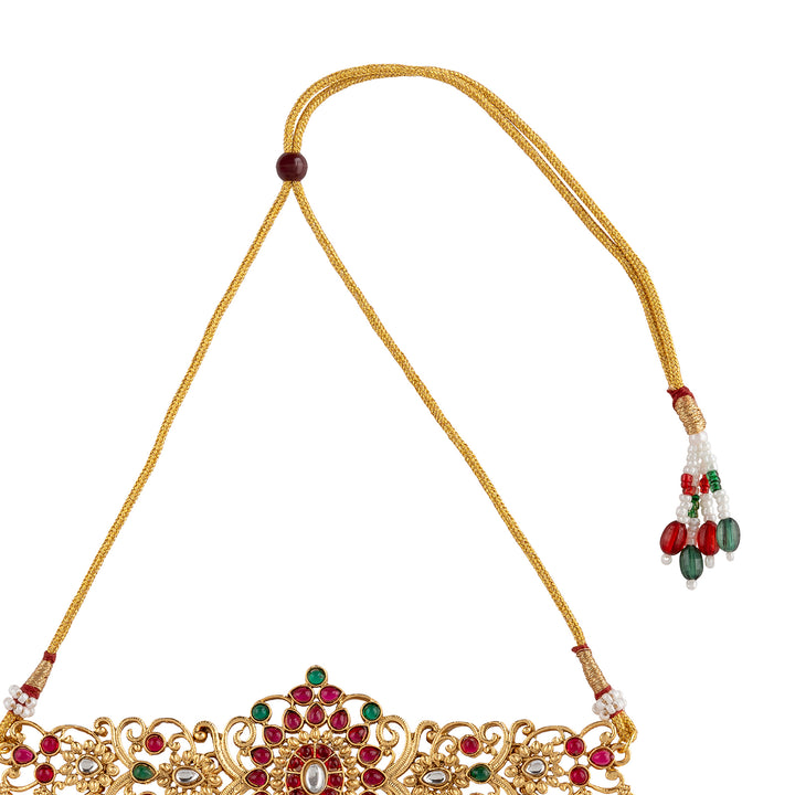 Teejh Gitanjali Gold Red And Green Necklace Set