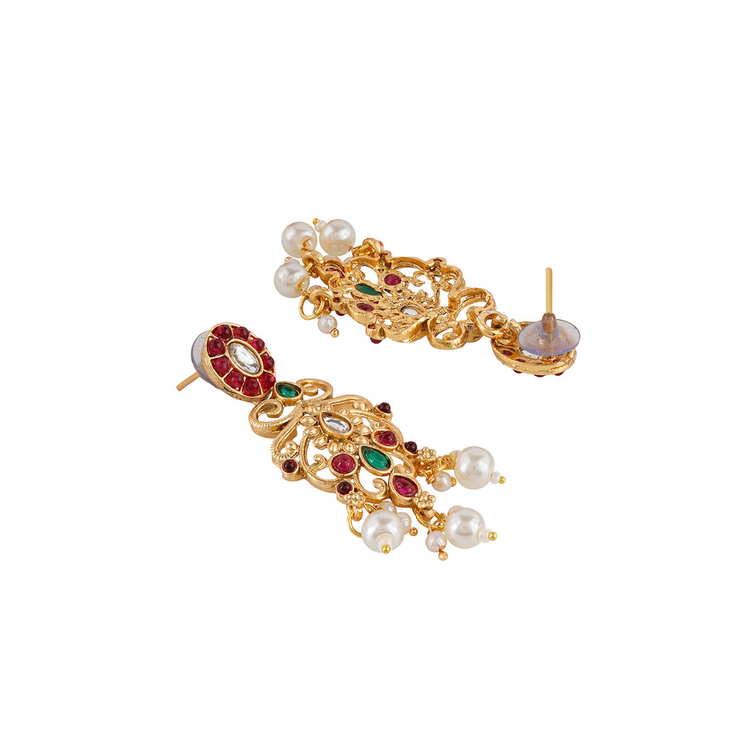 Teejh Gitanjali Gold Red And Green Necklace Set
