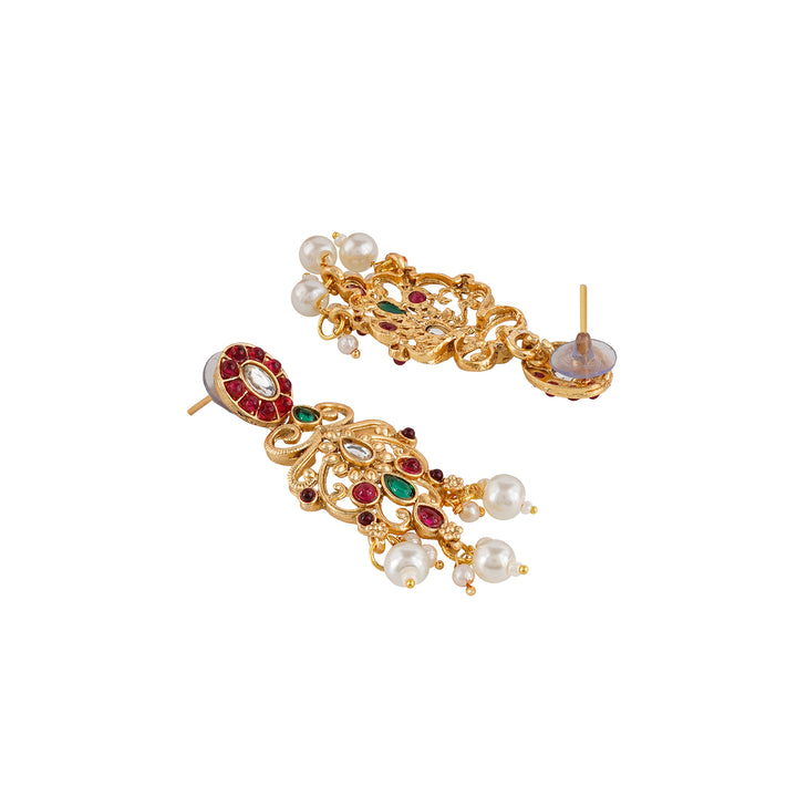 Teejh Gitanjali Gold Red And Green Necklace Set