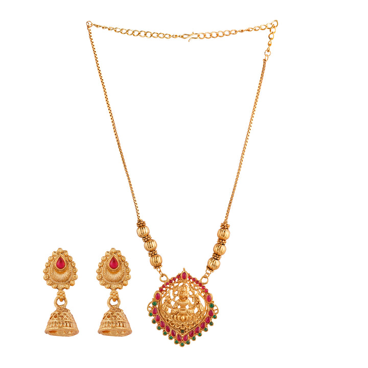 Teejh Kahlima Gold Red And Green Necklace Set