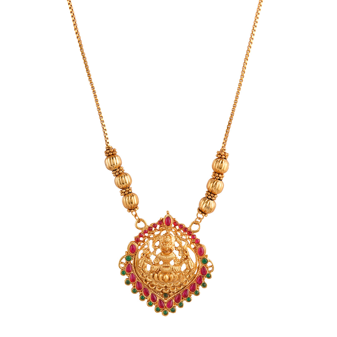 Teejh Kahlima Gold Red And Green Necklace Set