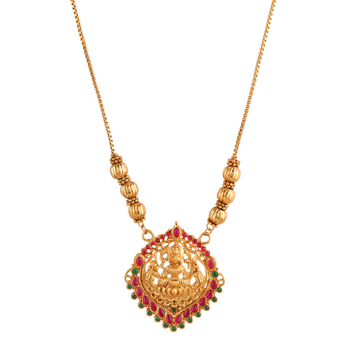 Teejh Kahlima Gold Red And Green Necklace Set