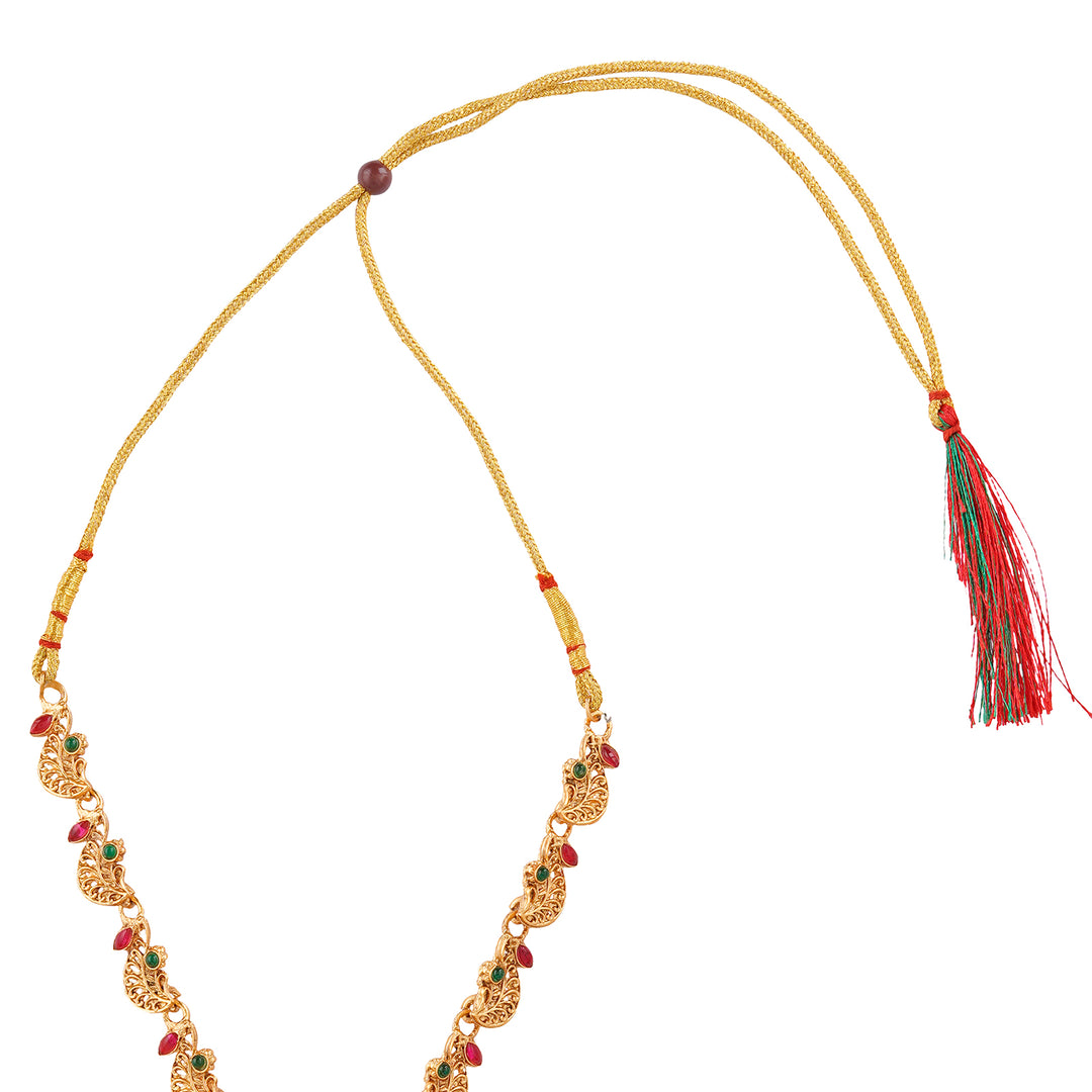 Teejh Karthika Gold Red And Green Layered Necklace Set
