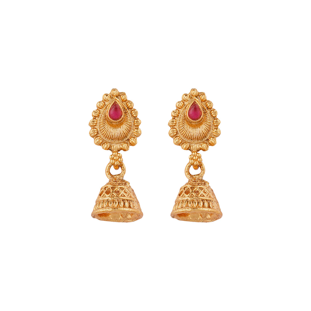 Teejh Karthika Gold Red And Green Layered Necklace Set
