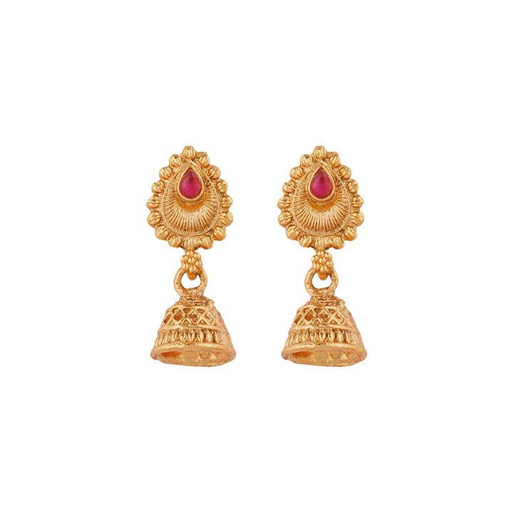 Teejh Karthika Gold Red And Green Layered Necklace Set