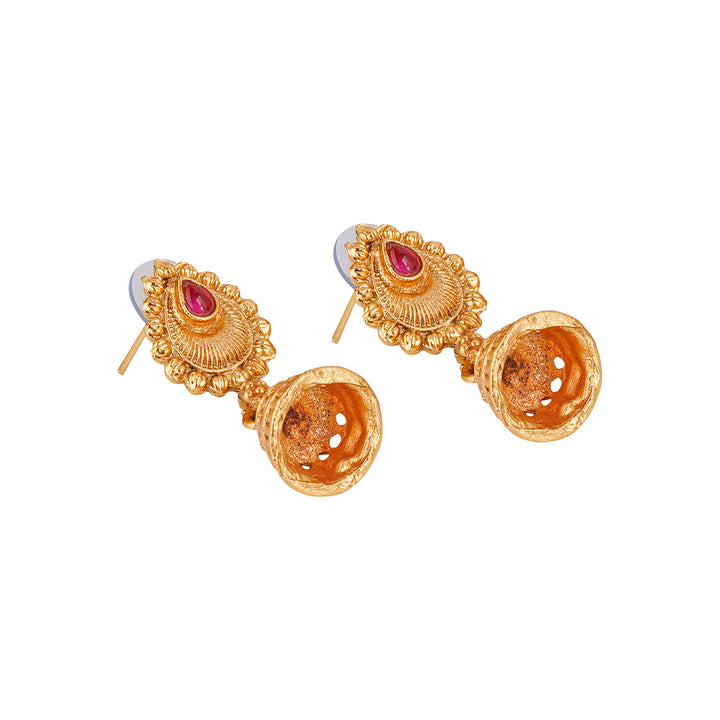 Teejh Karthika Gold Red And Green Layered Necklace Set