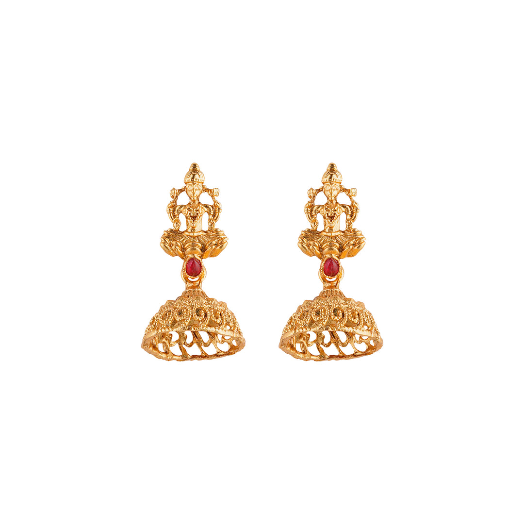 Teejh Katyayani Gold Red And Green Layered Necklace Set