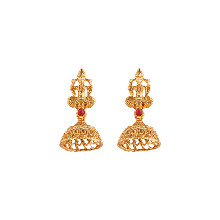 Teejh Katyayani Gold Red And Green Layered Necklace Set