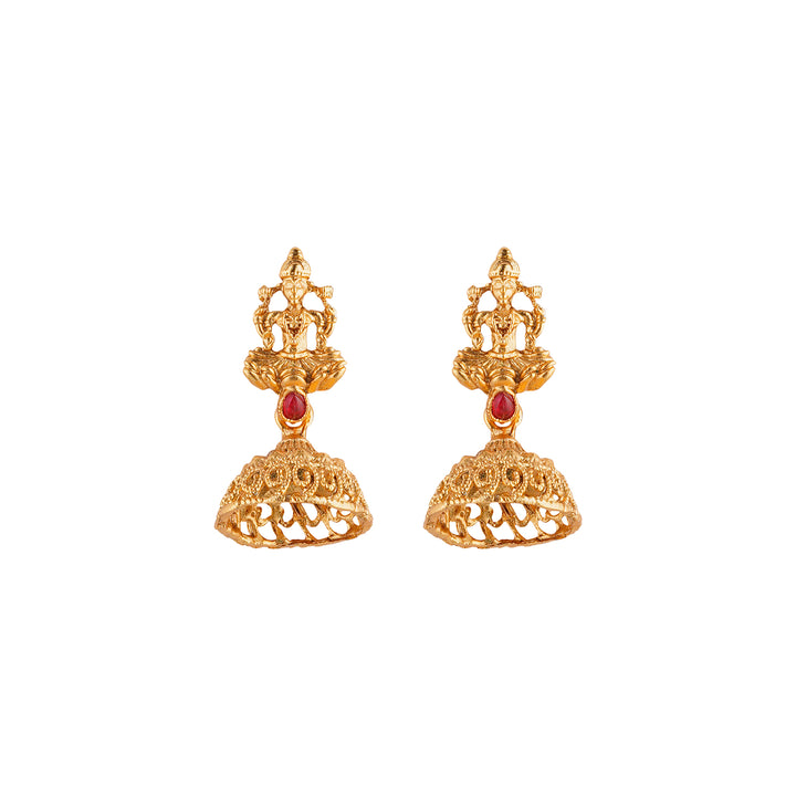 Teejh Kavitha Gold Red And Green Layered Necklace Set