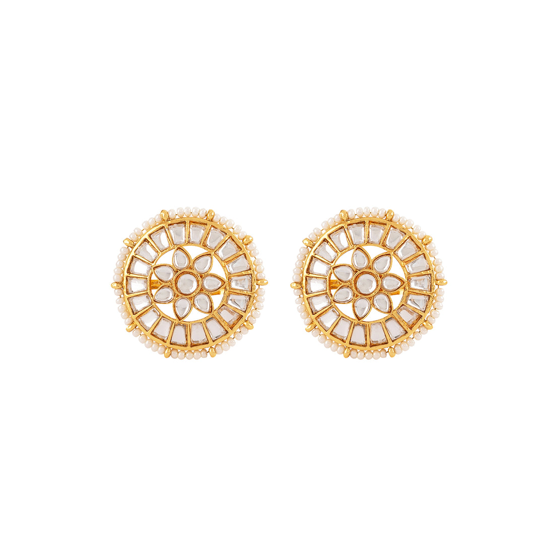 Teejh Kirtana Gold And White Stud