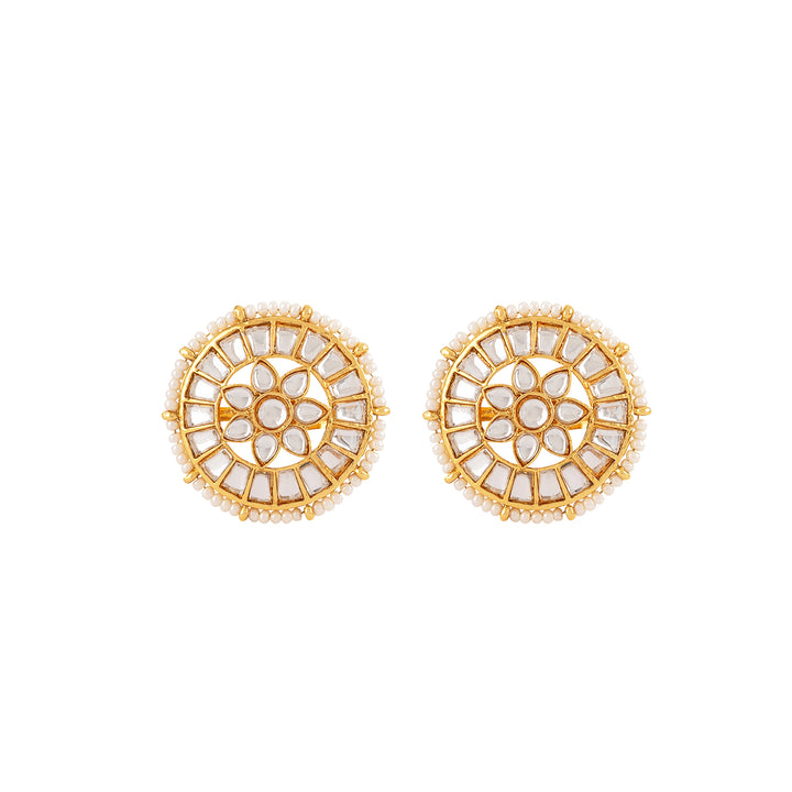 Teejh Kirtana Gold And White Stud