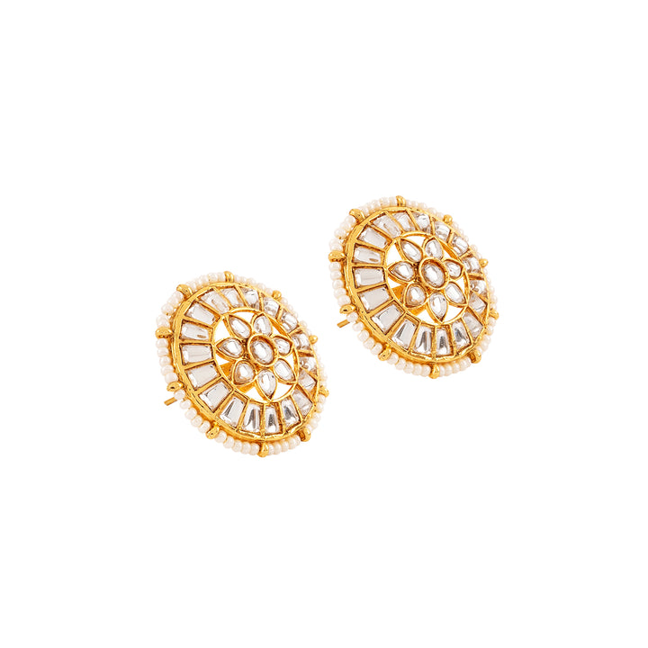 Teejh Kirtana Gold And White Stud