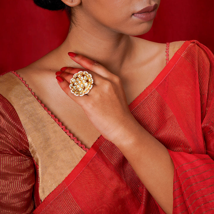 Teejh Lalima Gold And White Ring