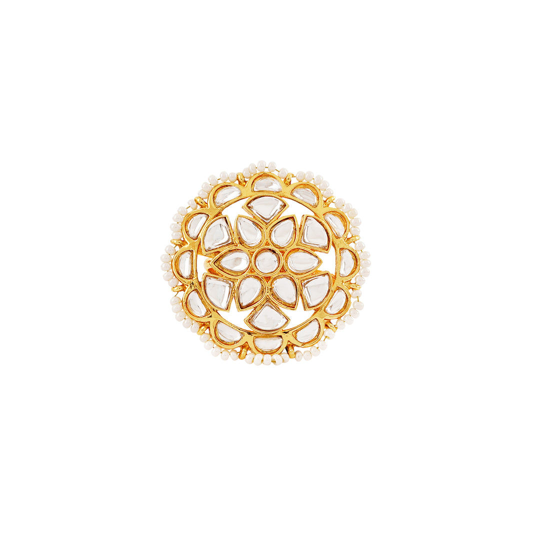 Teejh Lalima Gold And White Ring