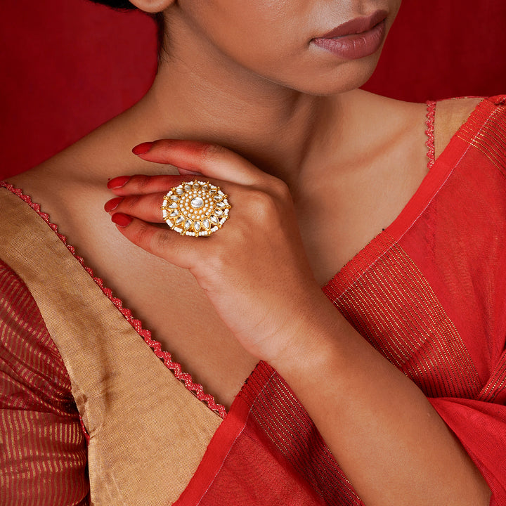 Teejh Madan Gold And White Ring