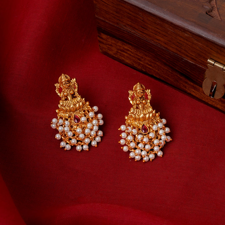 Teejh Naila Gold White And Red Earrings