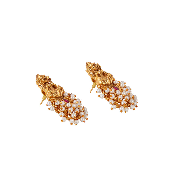 Teejh Naila Gold White And Red Earrings