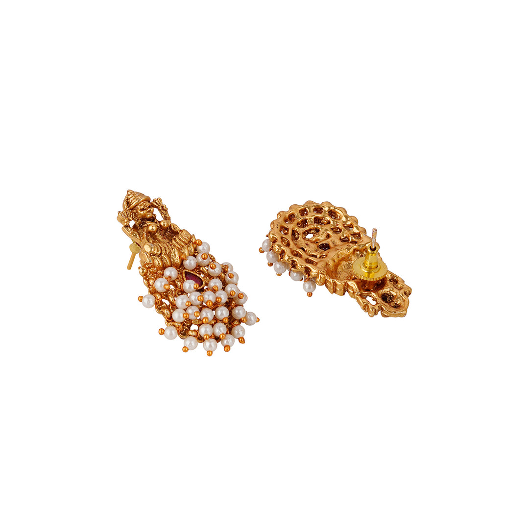 Teejh Naila Gold White And Red Earrings