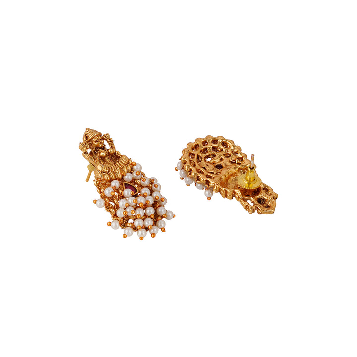 Teejh Naila Gold White And Red Earrings