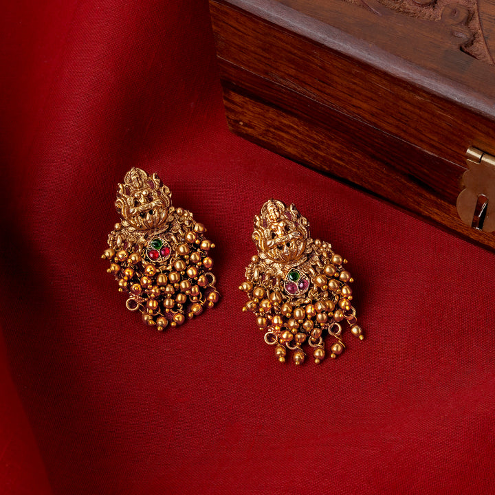 Teejh Namrata Gold Green And Red Earrings
