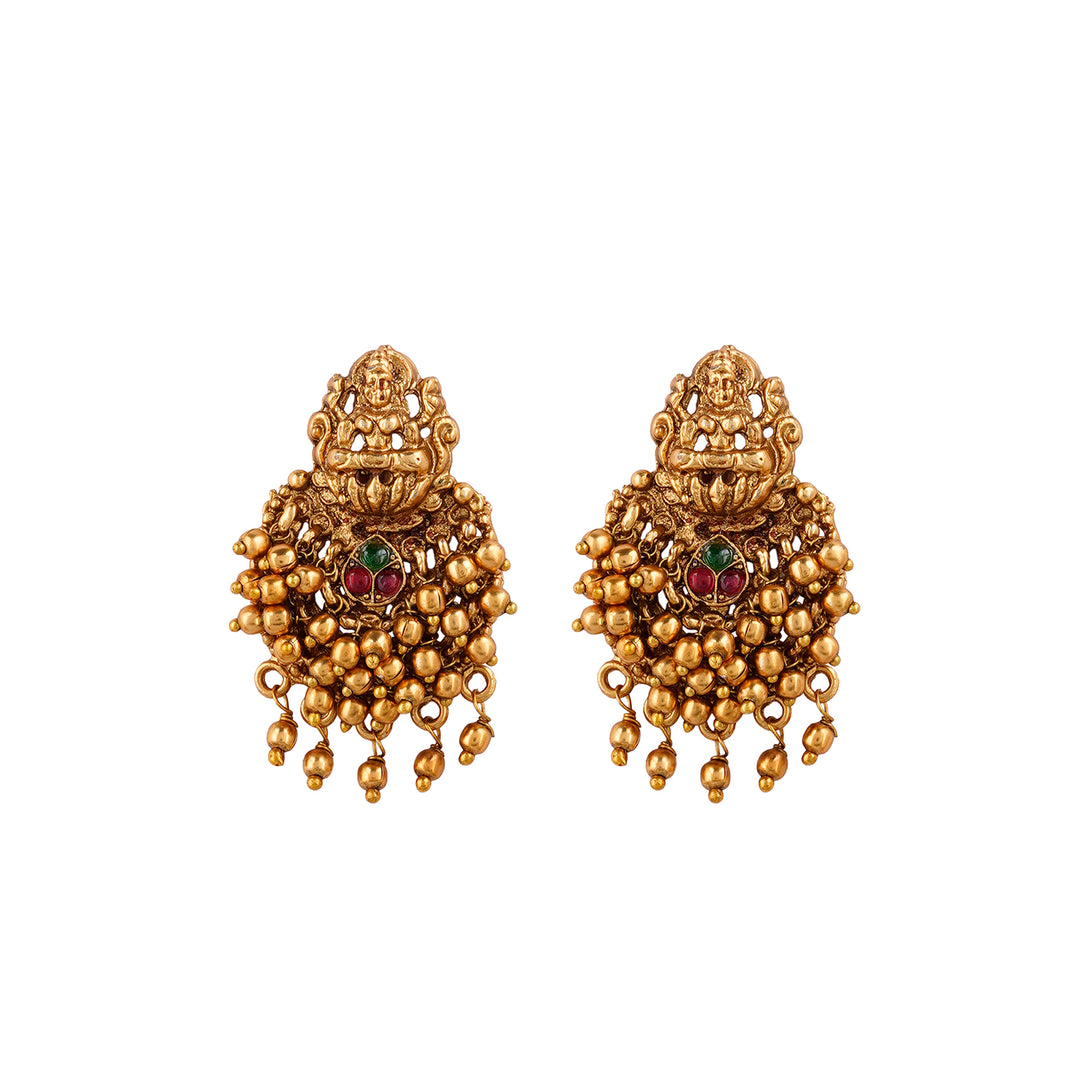 Teejh Namrata Gold Green And Red Earrings