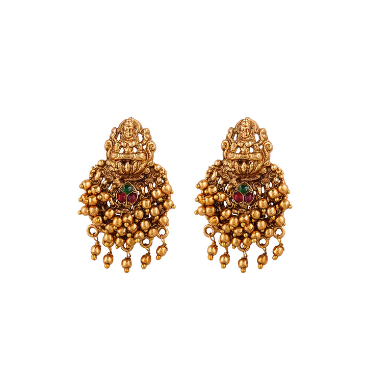 Teejh Namrata Gold Green And Red Earrings
