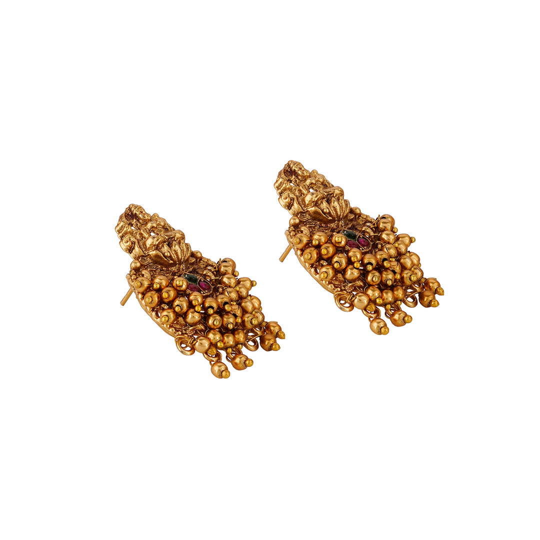 Teejh Namrata Gold Green And Red Earrings