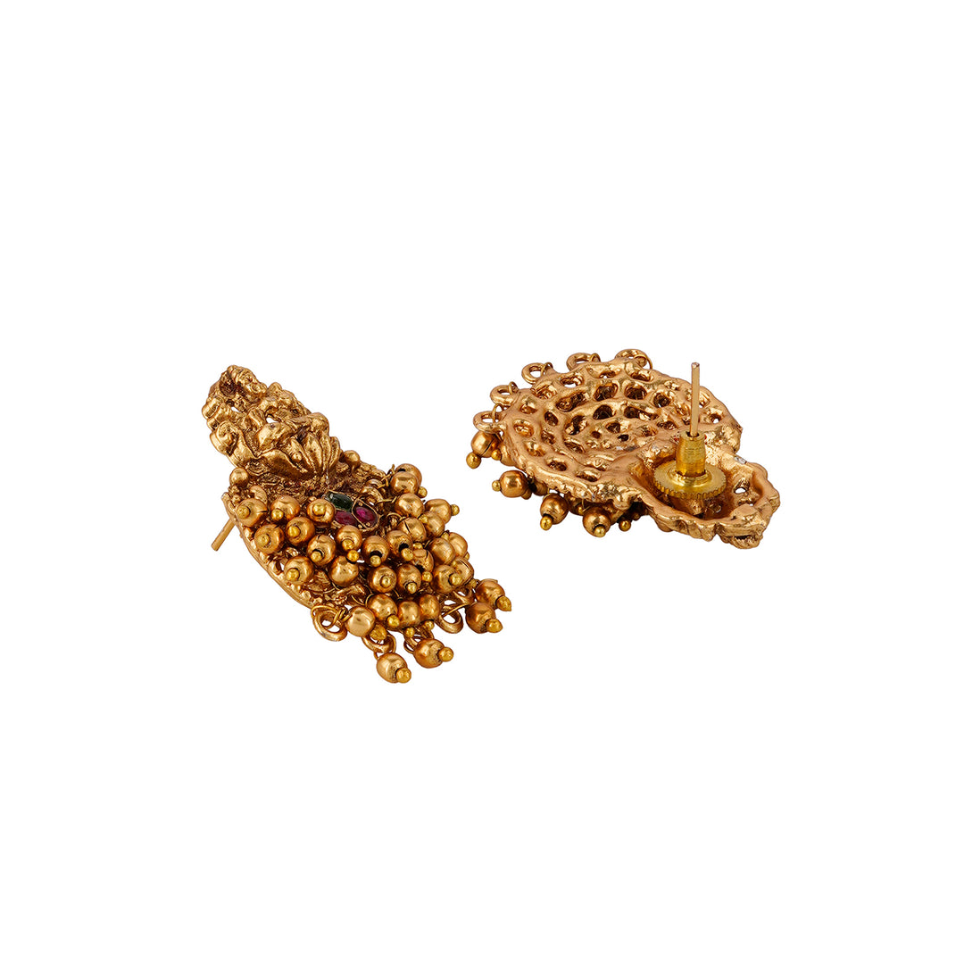 Teejh Namrata Gold Green And Red Earrings