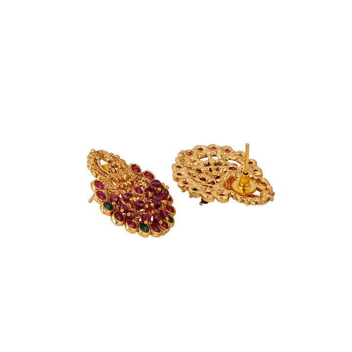 Teejh Rahi Gold Red And Green Earrings